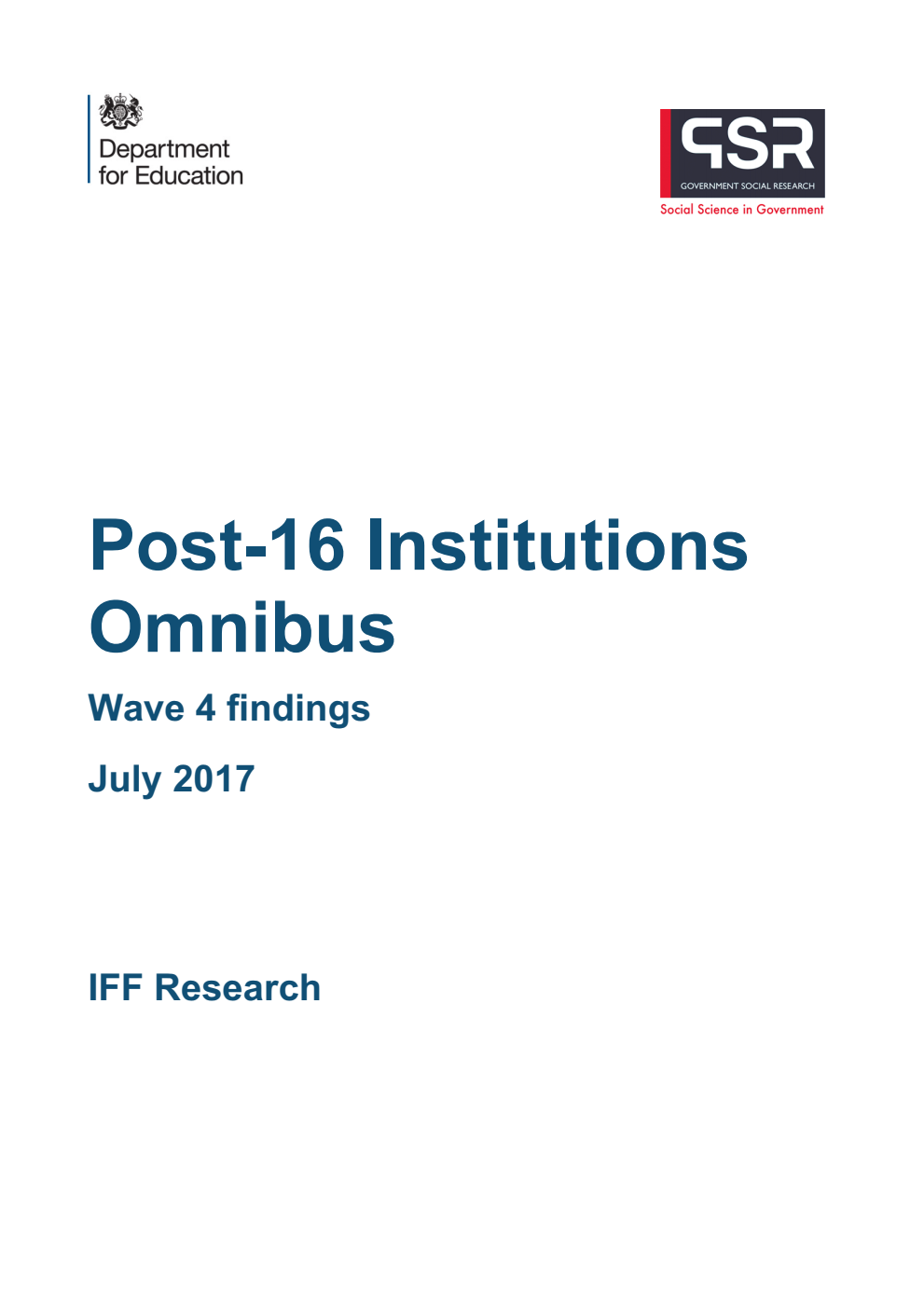 DFE-RR670 Post-16 Institutions Omnibus: Wave 4 findings