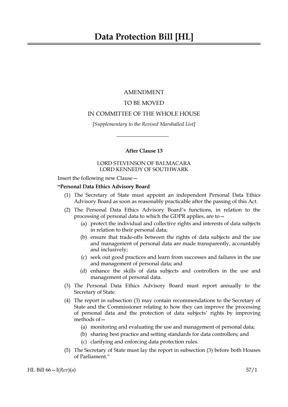 Data Protection Bill Lords Amendments