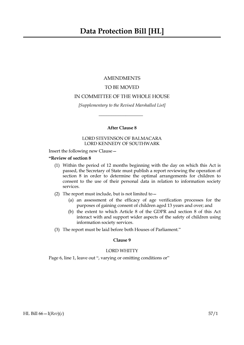 Data Protection Bill Lords Amendments