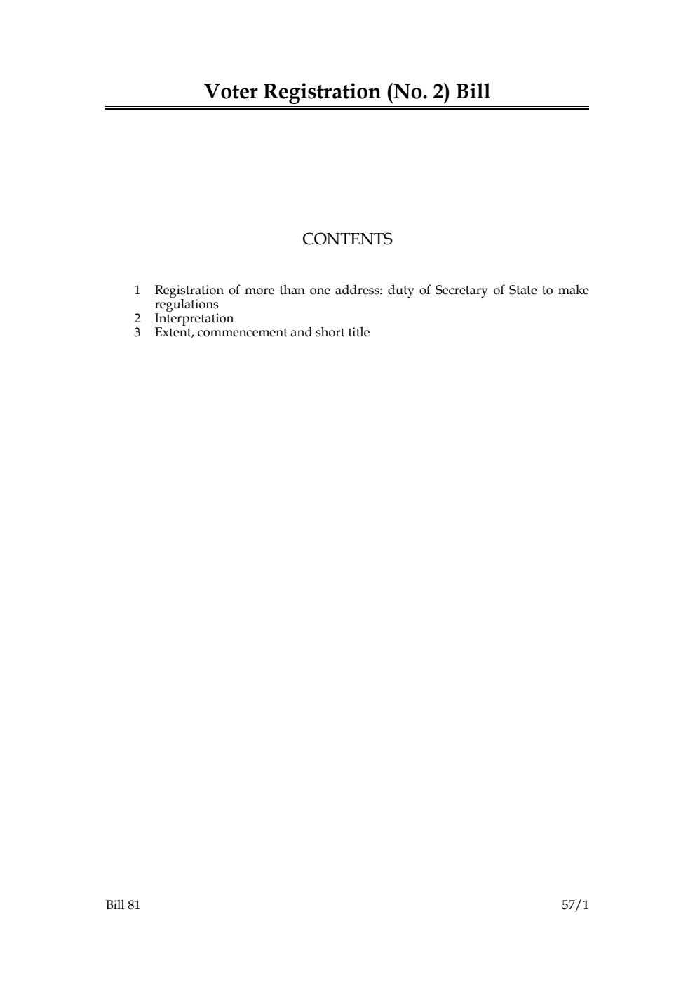 Voter Registration (No.2) Bill