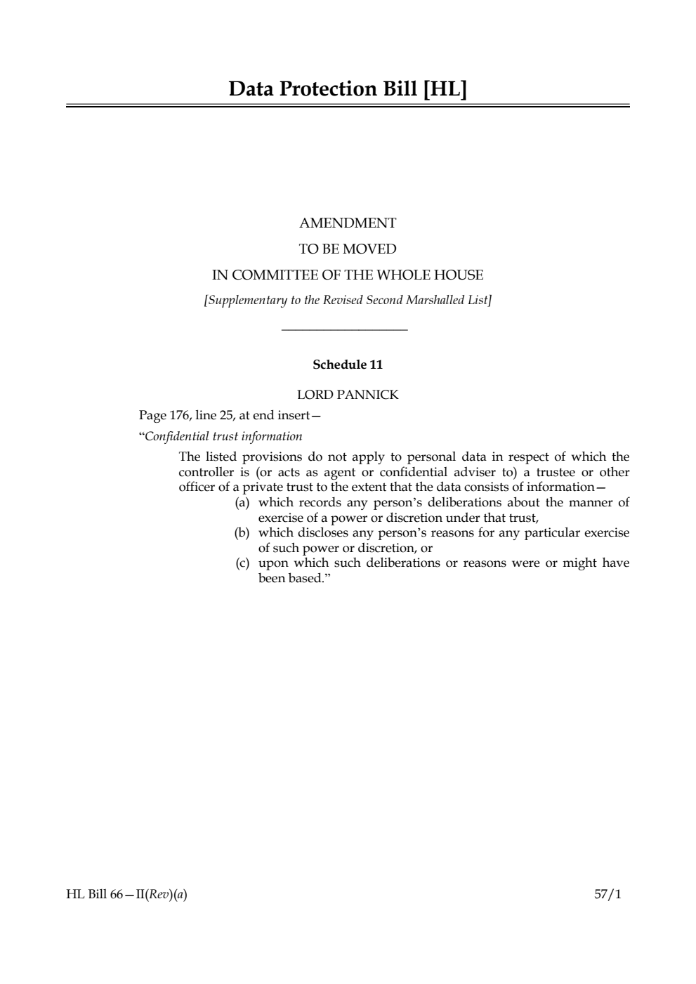 Data Protection Bill Lords Amendments