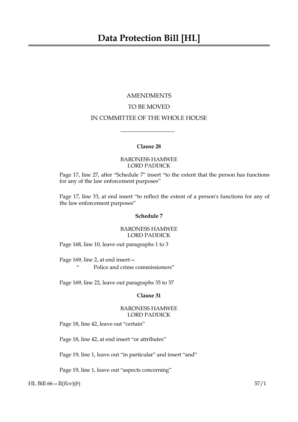 Data Protection Bill Lords Amendments