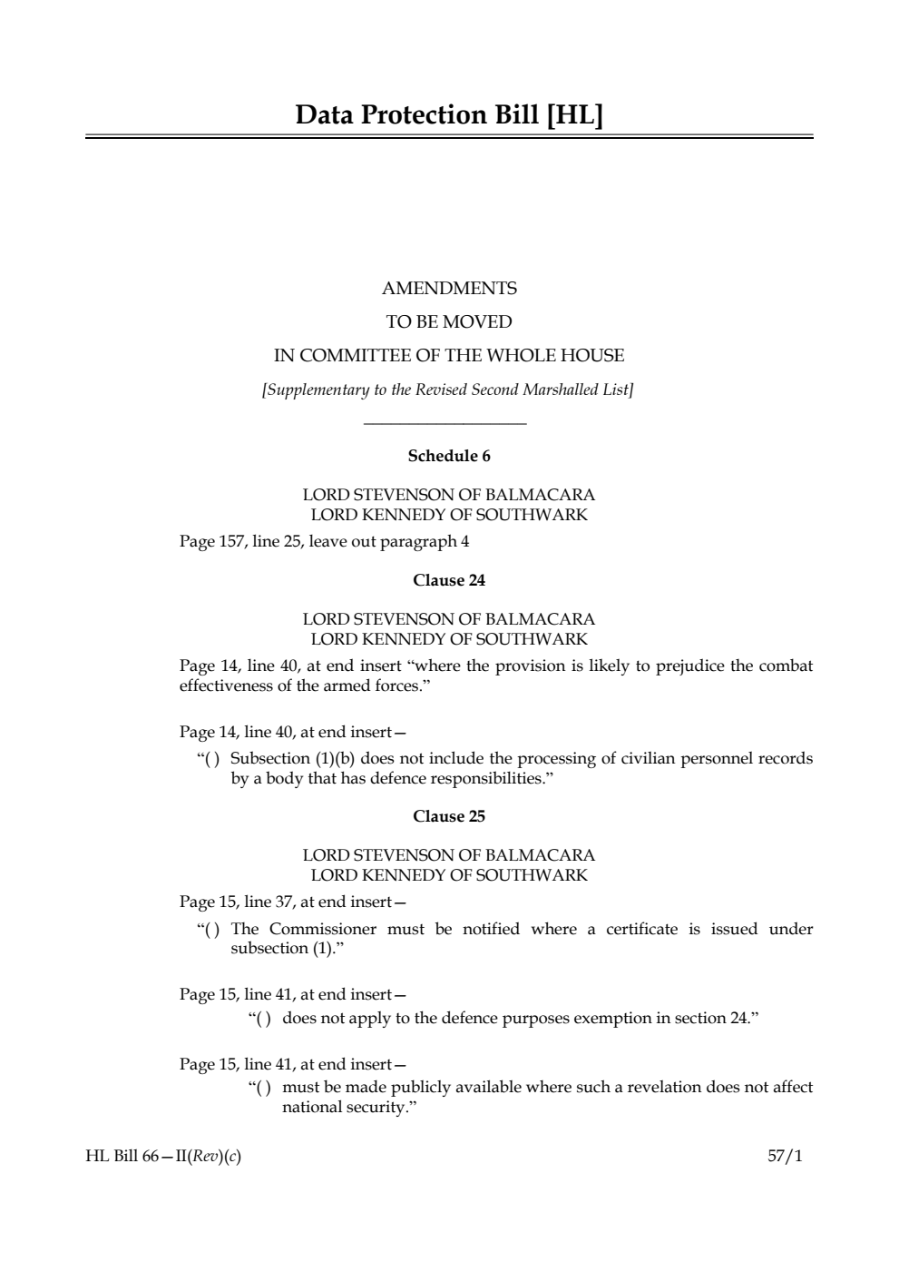 Data Protection Bill Lords Amendments