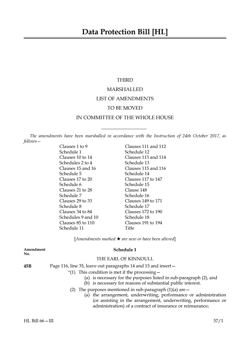 Data Protection Bill Lords Amendments 3rd Marshalled List