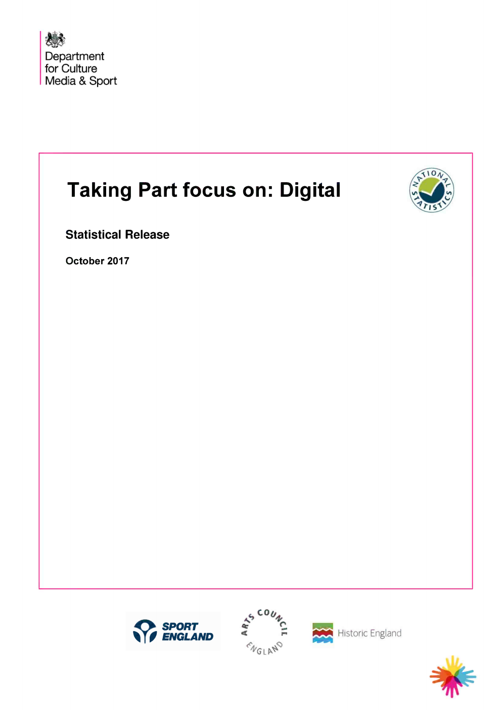 Taking Part focus on: Digital: Statistical Release October 2017