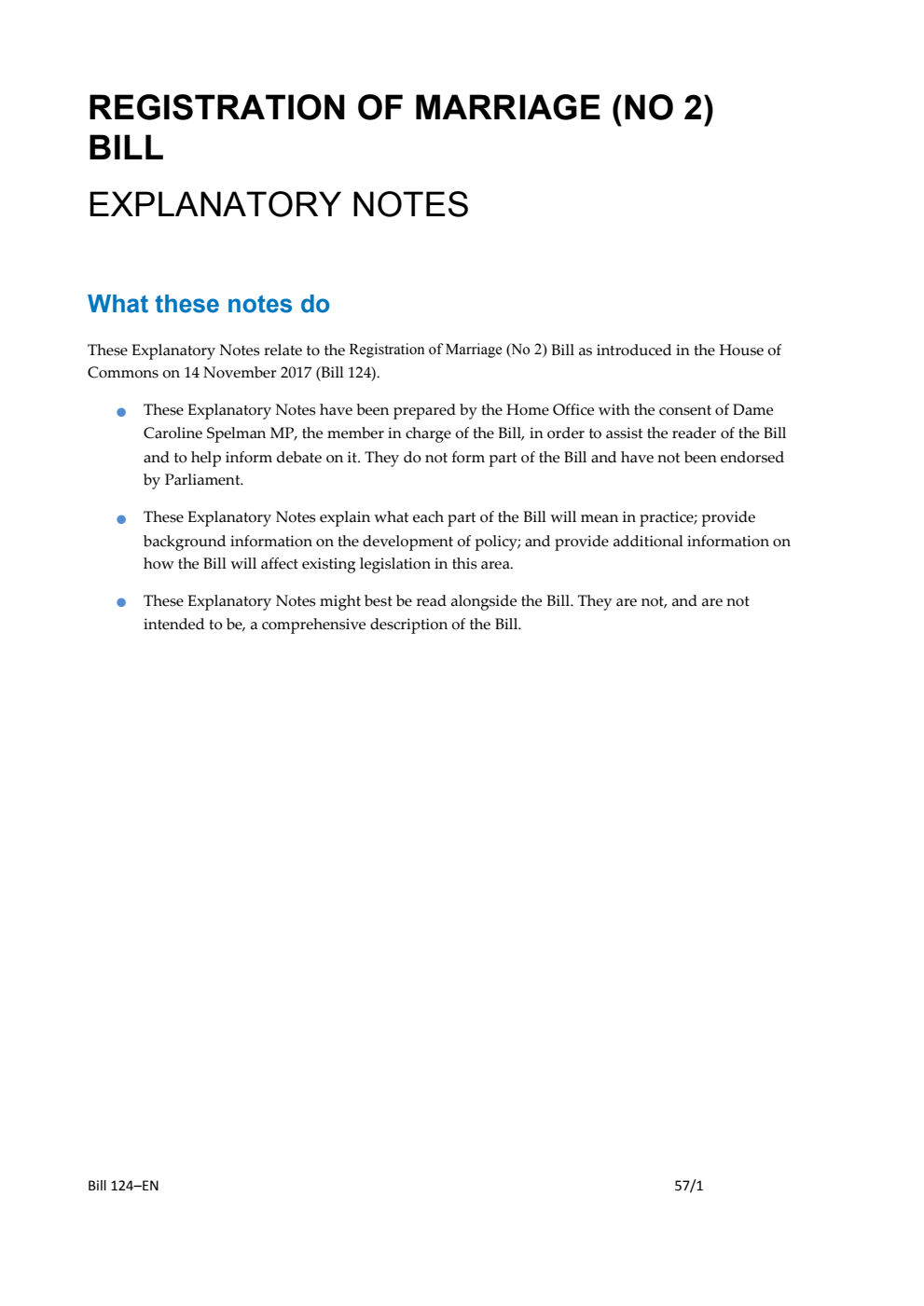 Registration of Marriage (No. 2) Bill Explanatory Notes