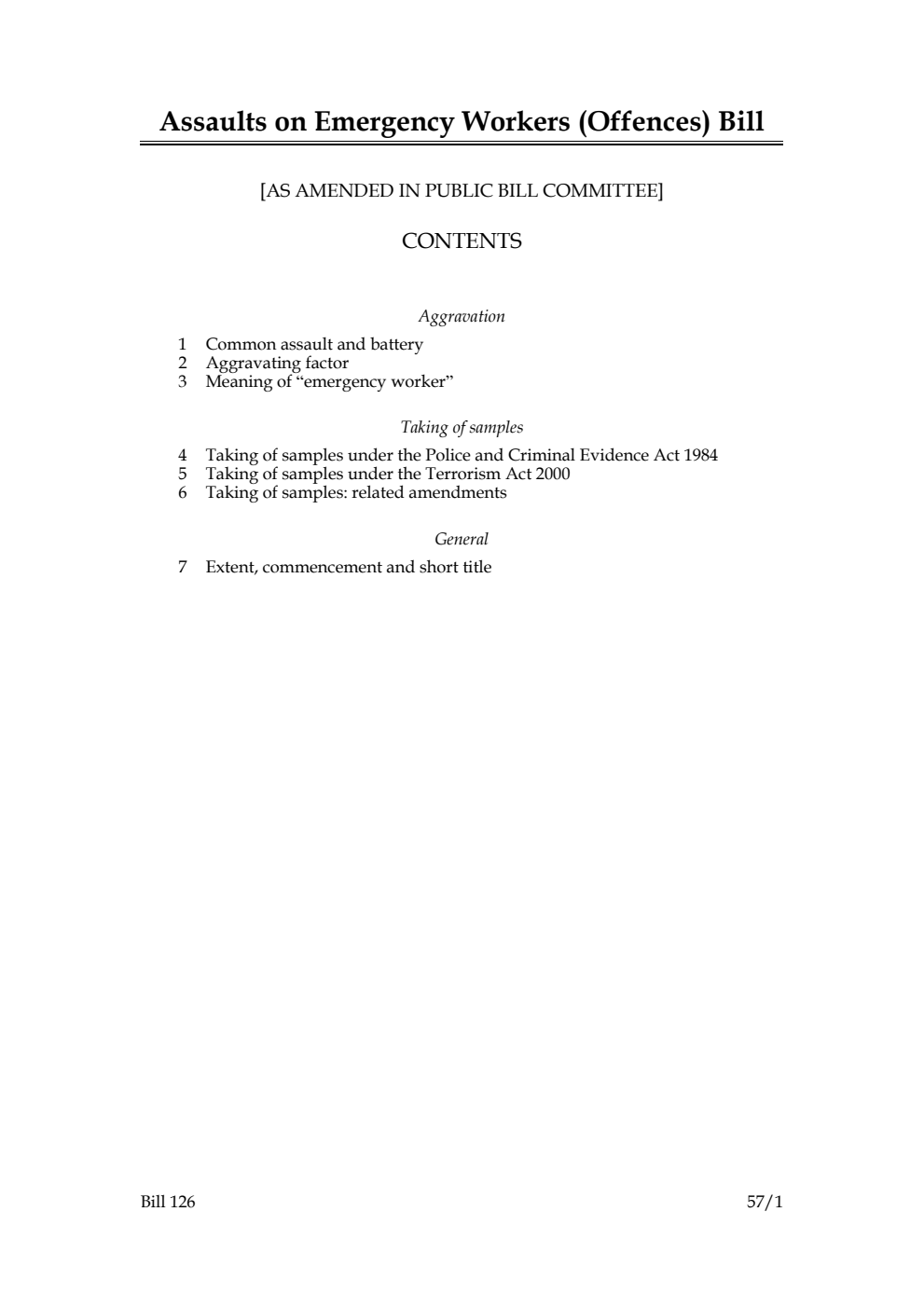Assaults on Emergency Workers (Offences) Bill [as amended in Public Bill Committee]
