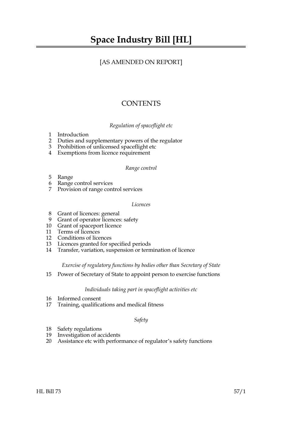 Space Industry Bill [as amended on Report]