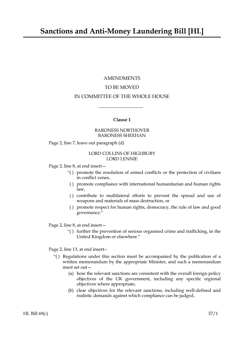 Sanctions and Anti-Money Laundering Bill Lords Amendments