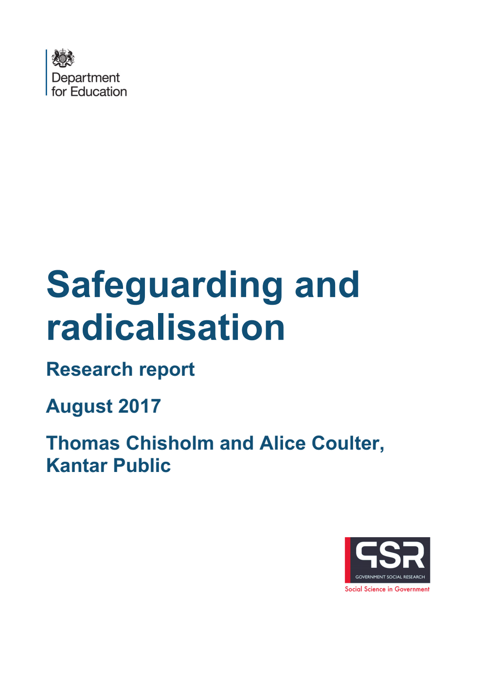 DFE-RR555 Safeguarding and radicalisation