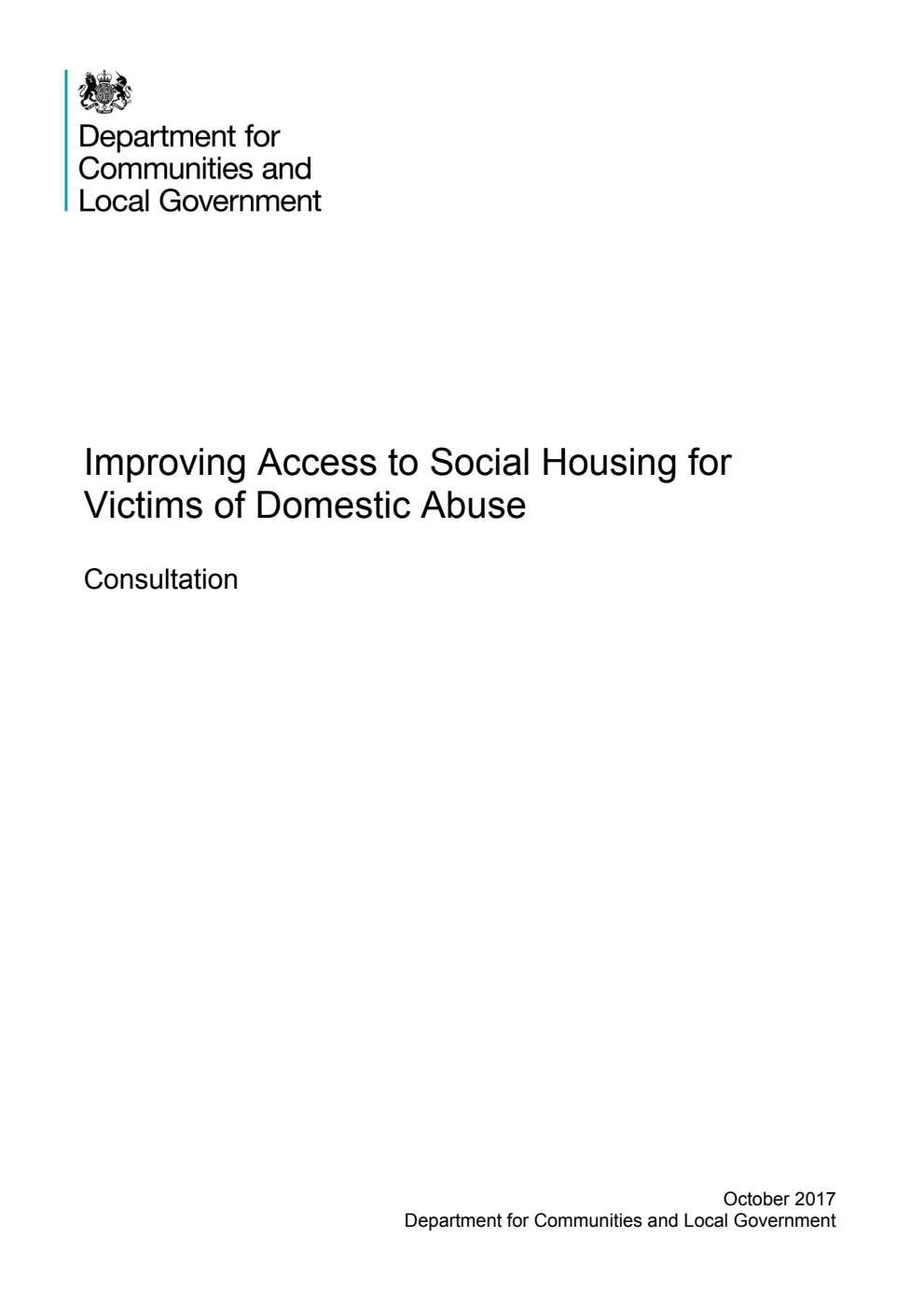Improving Access to Social Housing for Victims of Domestic Abuse. Consultation