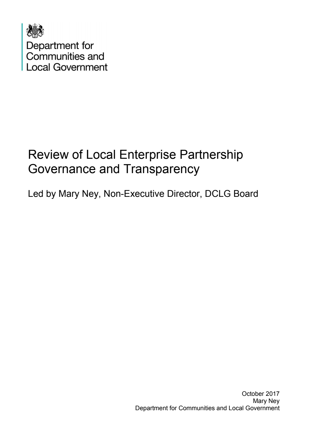 Review of Local Enterprise Partnership Governance and transparency