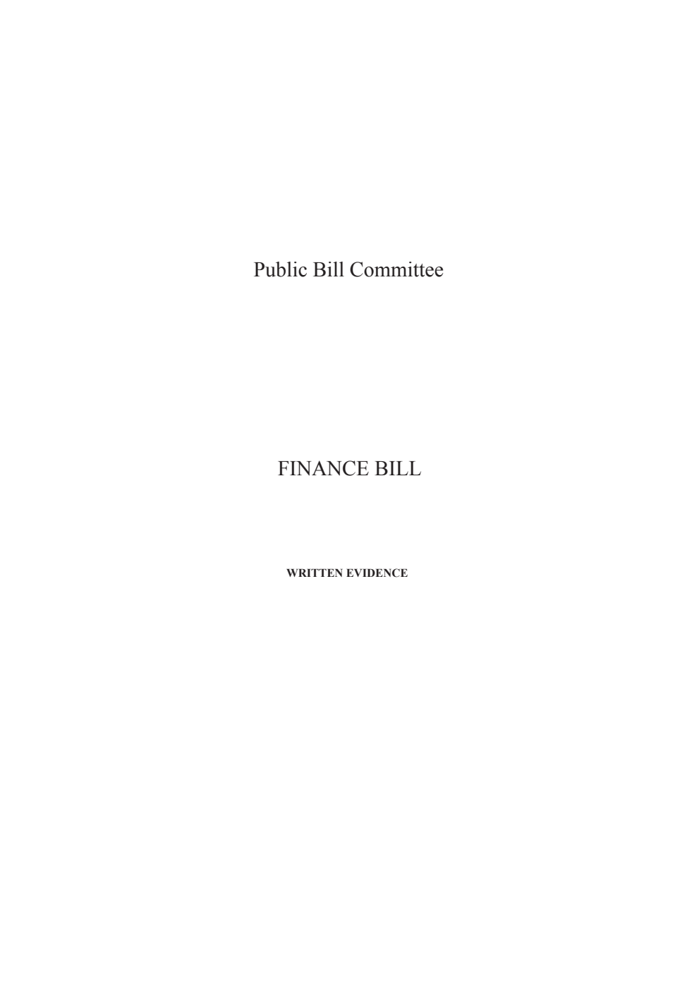 Finance Bill Public Bill Committee Written evidence