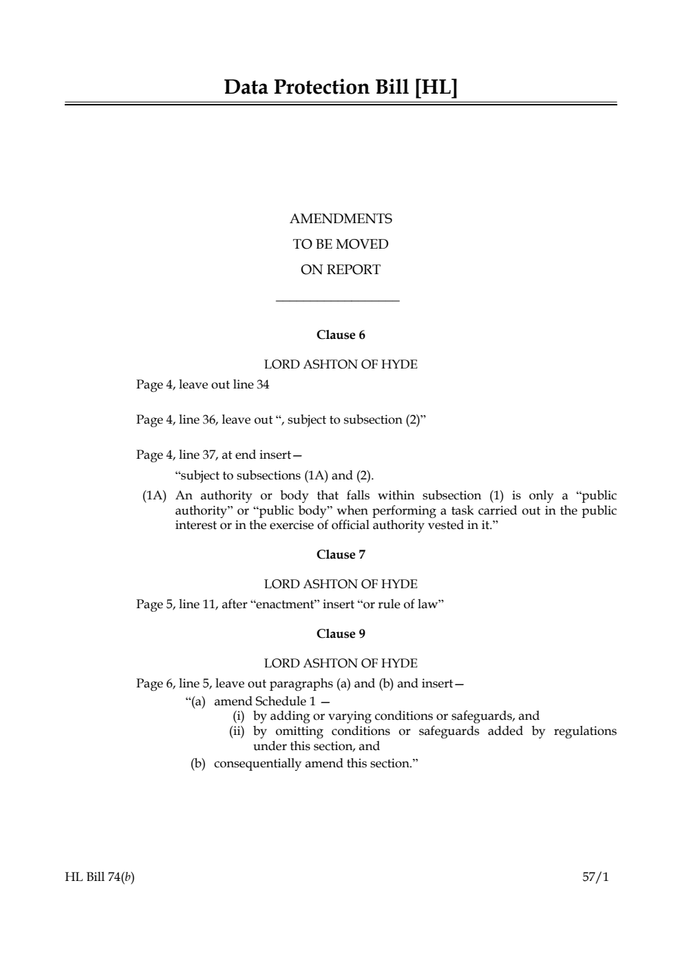 Data Protection Bill Lords Amendments