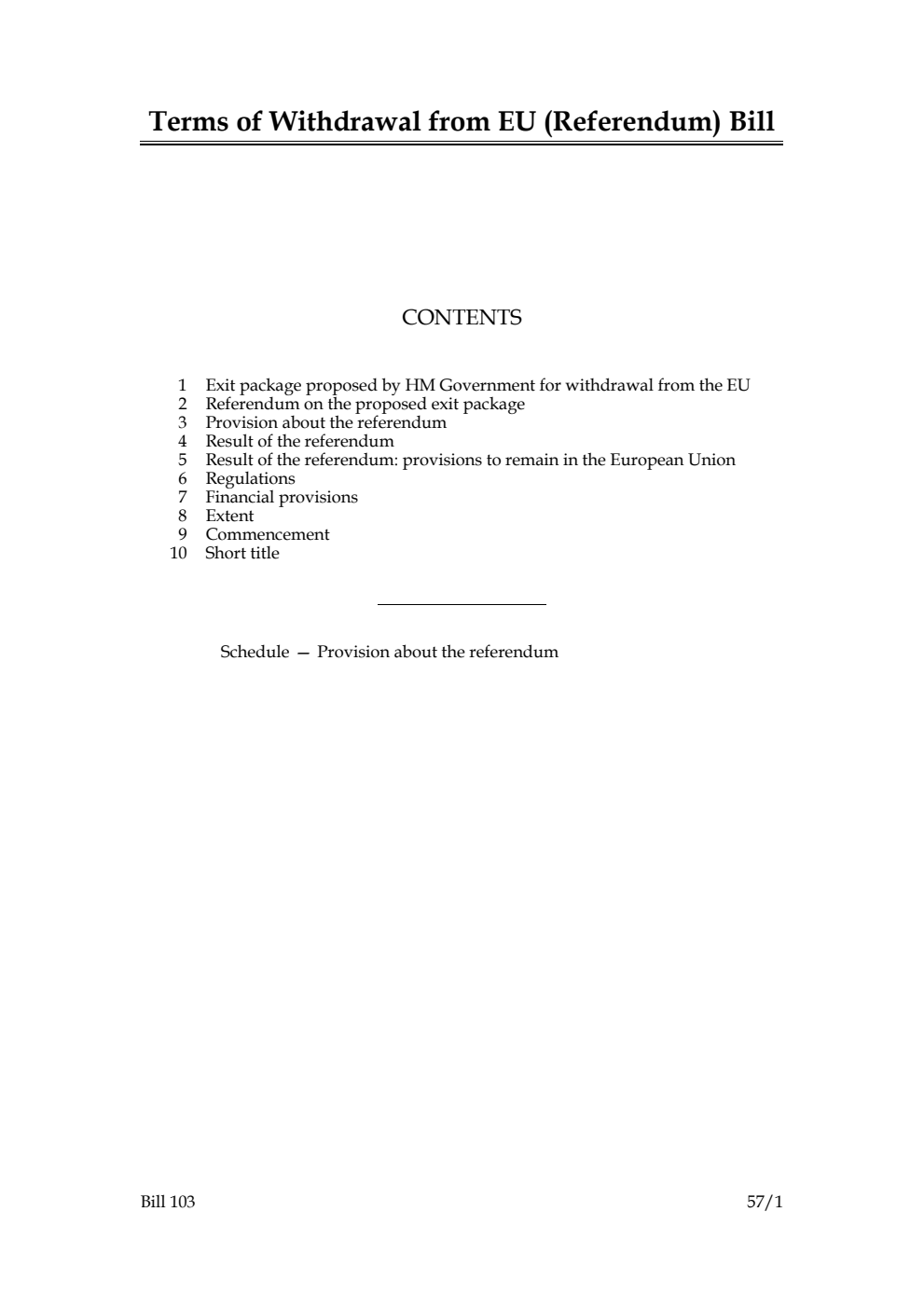 Terms of Withdrawal from EU (Referendum) Bill