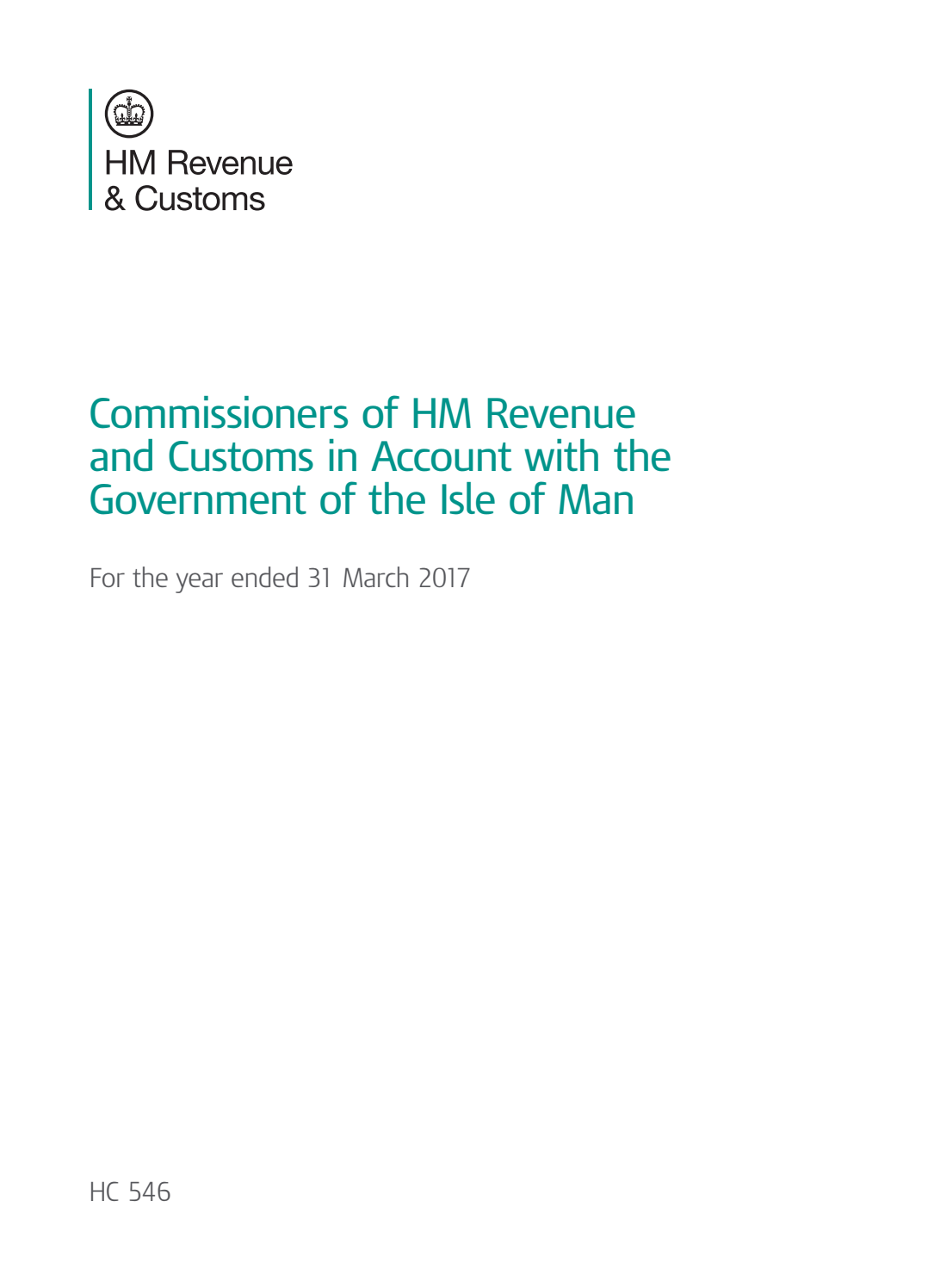 Commissioners of HM Revenue and Customs in Account with the Government of the Isle of Man for the year ended 31 March 2017