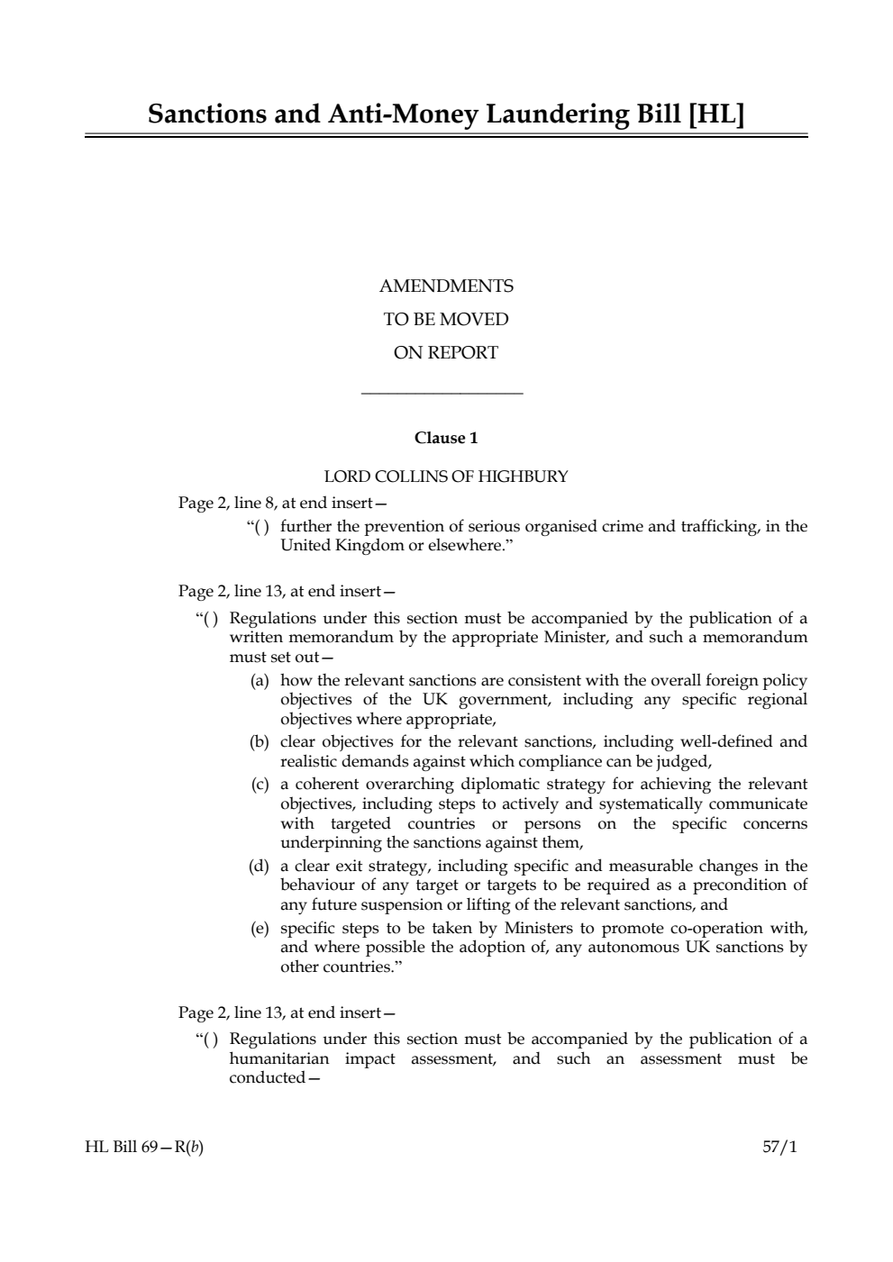 Sanctions and Anti-Money Laundering Bill Lords Amendments