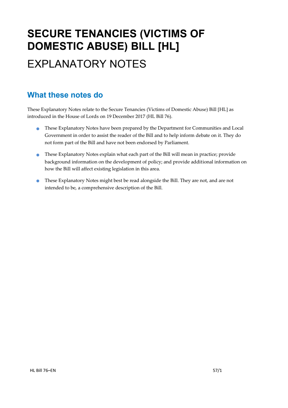 Secure Tenancies (Victims of Domestic Abuse) Bill Explanatory Notes