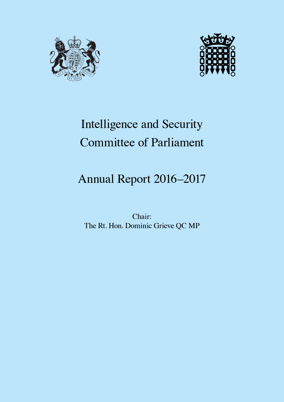 Intelligence and Security Committee of Parliament Annual Report 2016–2017
