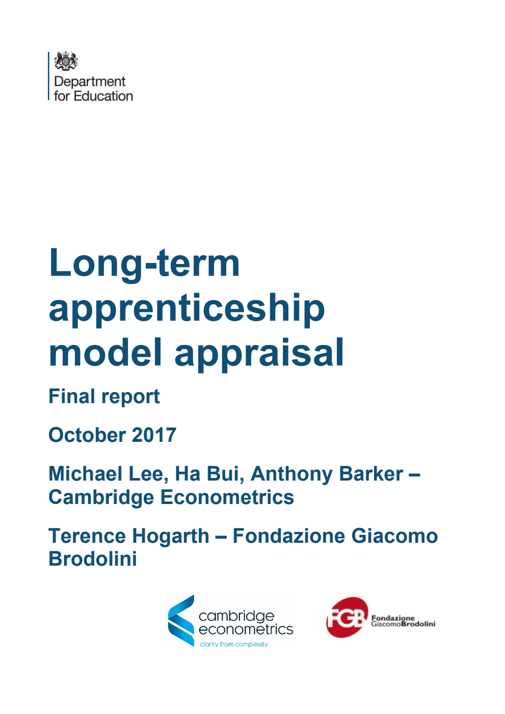 DFE-RR733 Long-term apprenticeship model appraisal: Final Report