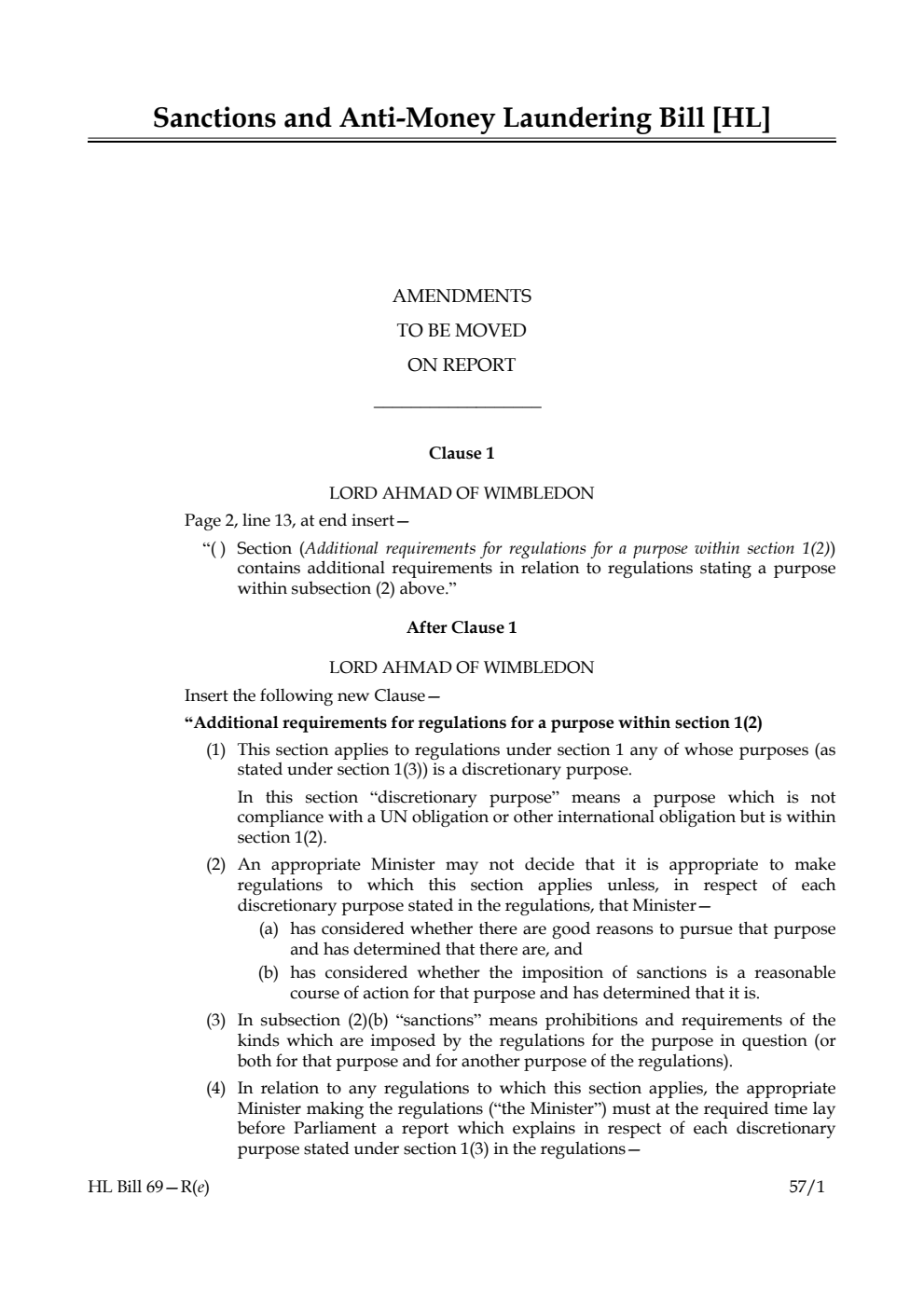 Sanctions and Anti-Money Laundering Bill Lords Amendments
