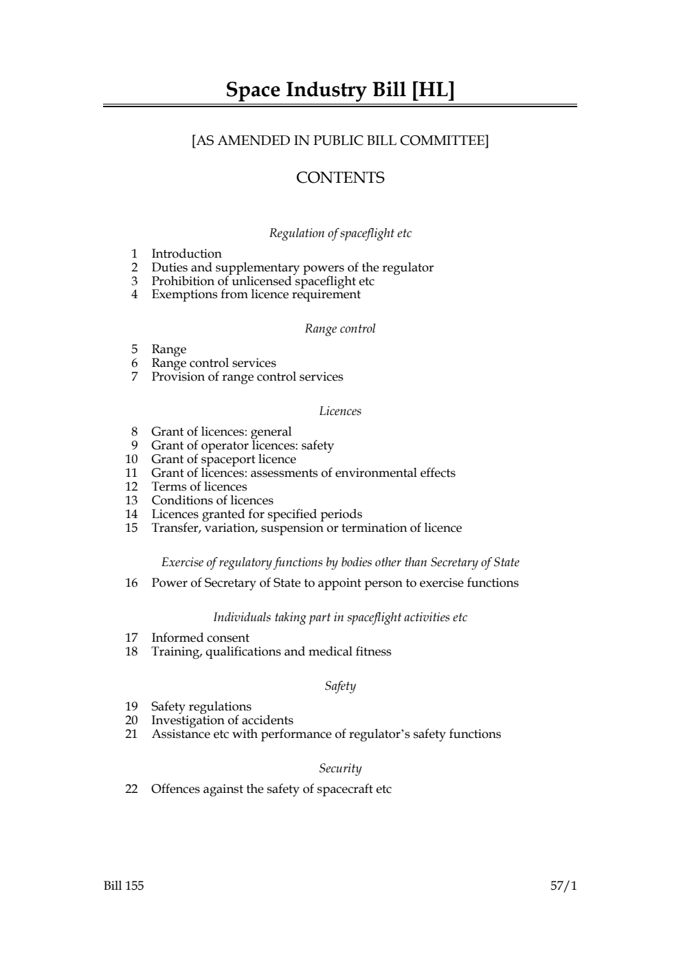 Space Industry Bill [as amended in Public Bill Committee]