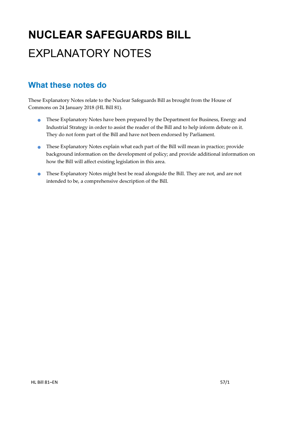 Nuclear Safeguards Bill Explanatory Notes