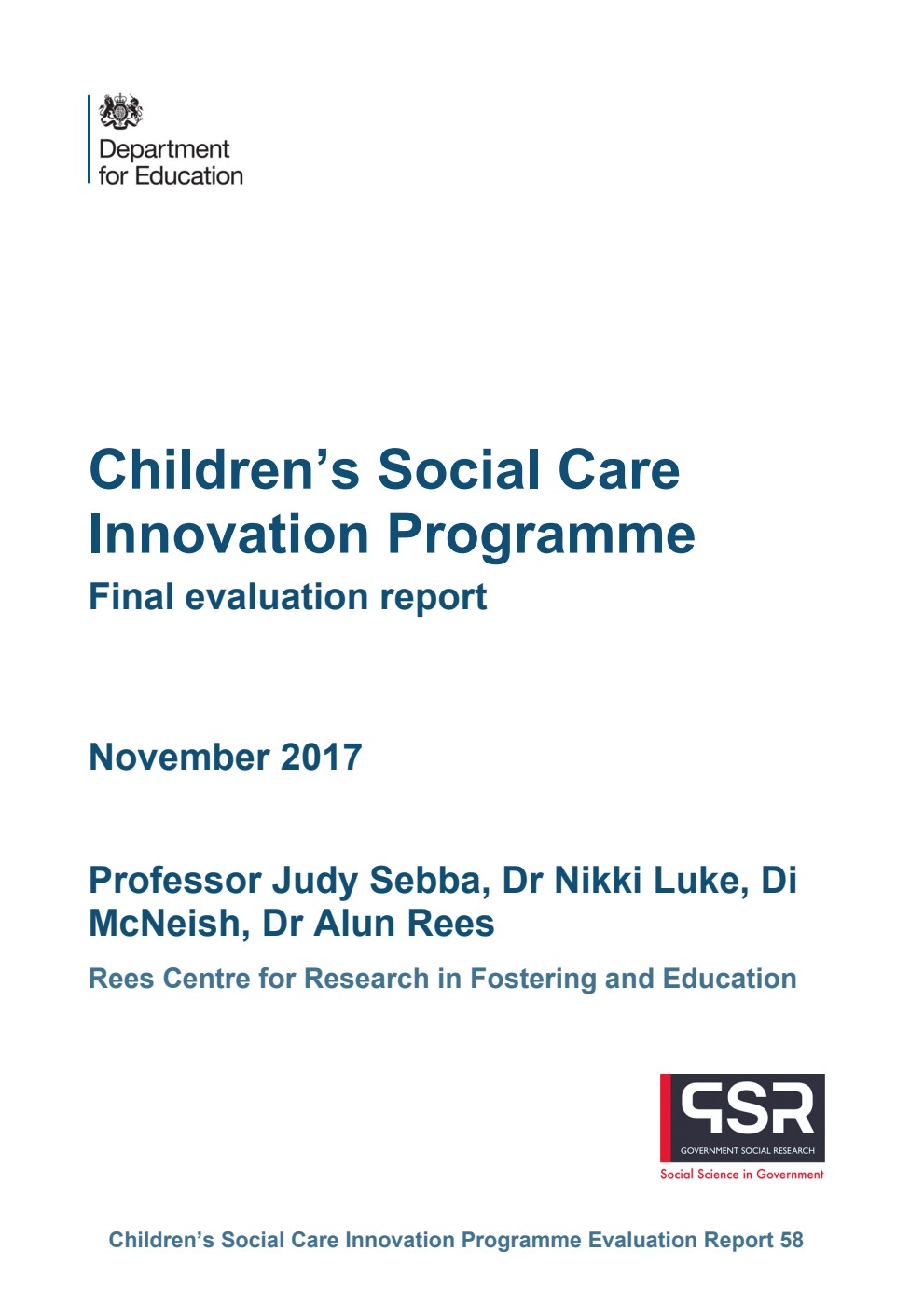 DFE-RR763 Children’s Social Care Innovation Programme: Final evaluation report