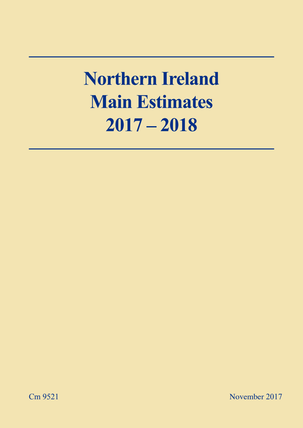 Northern Ireland Main Estimates 2017 – 2018