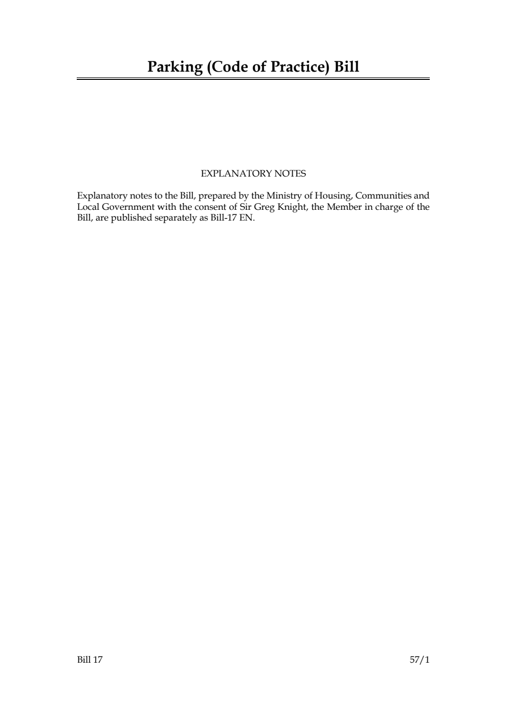 Parking (Code of Practice) Bill