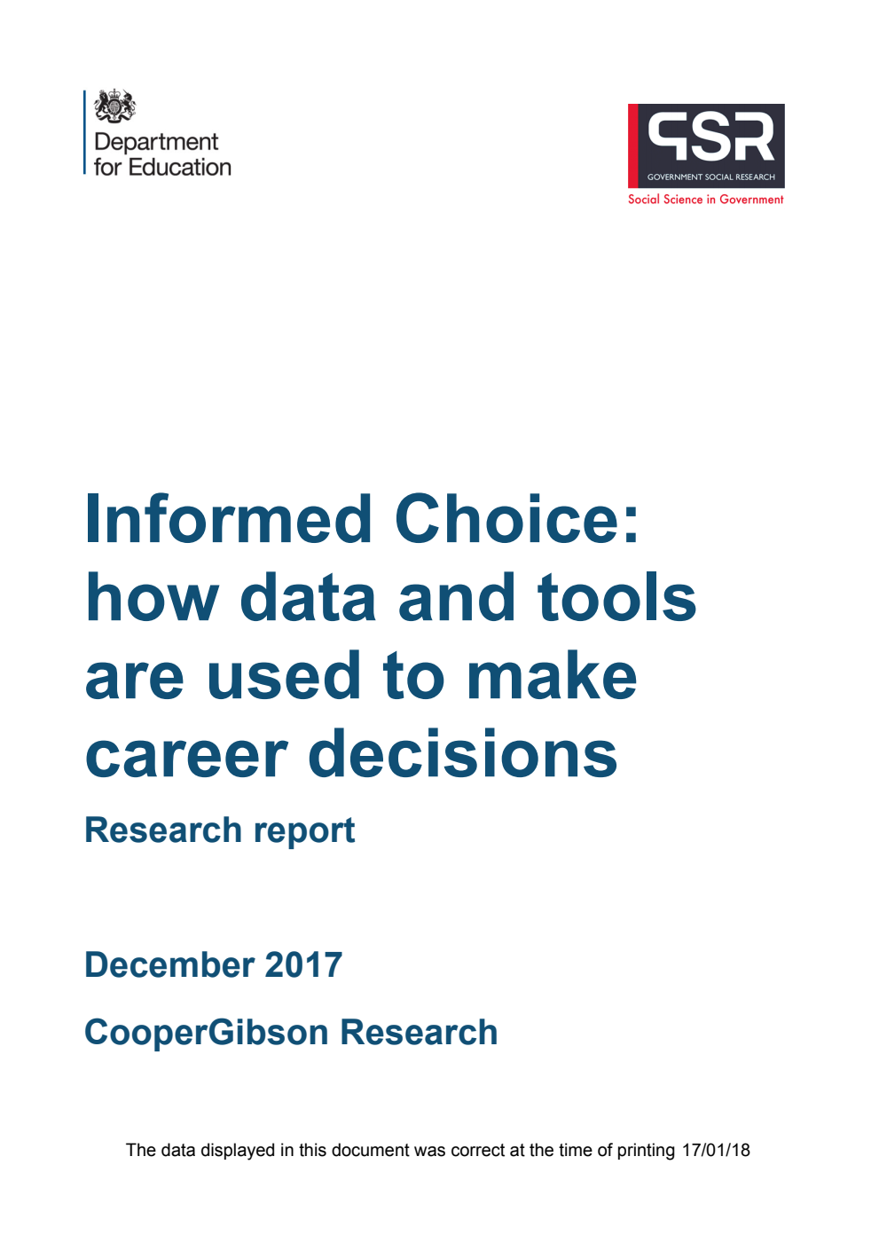 DFE-RR740 Informed Choice: how data and tools are used to make career decisions