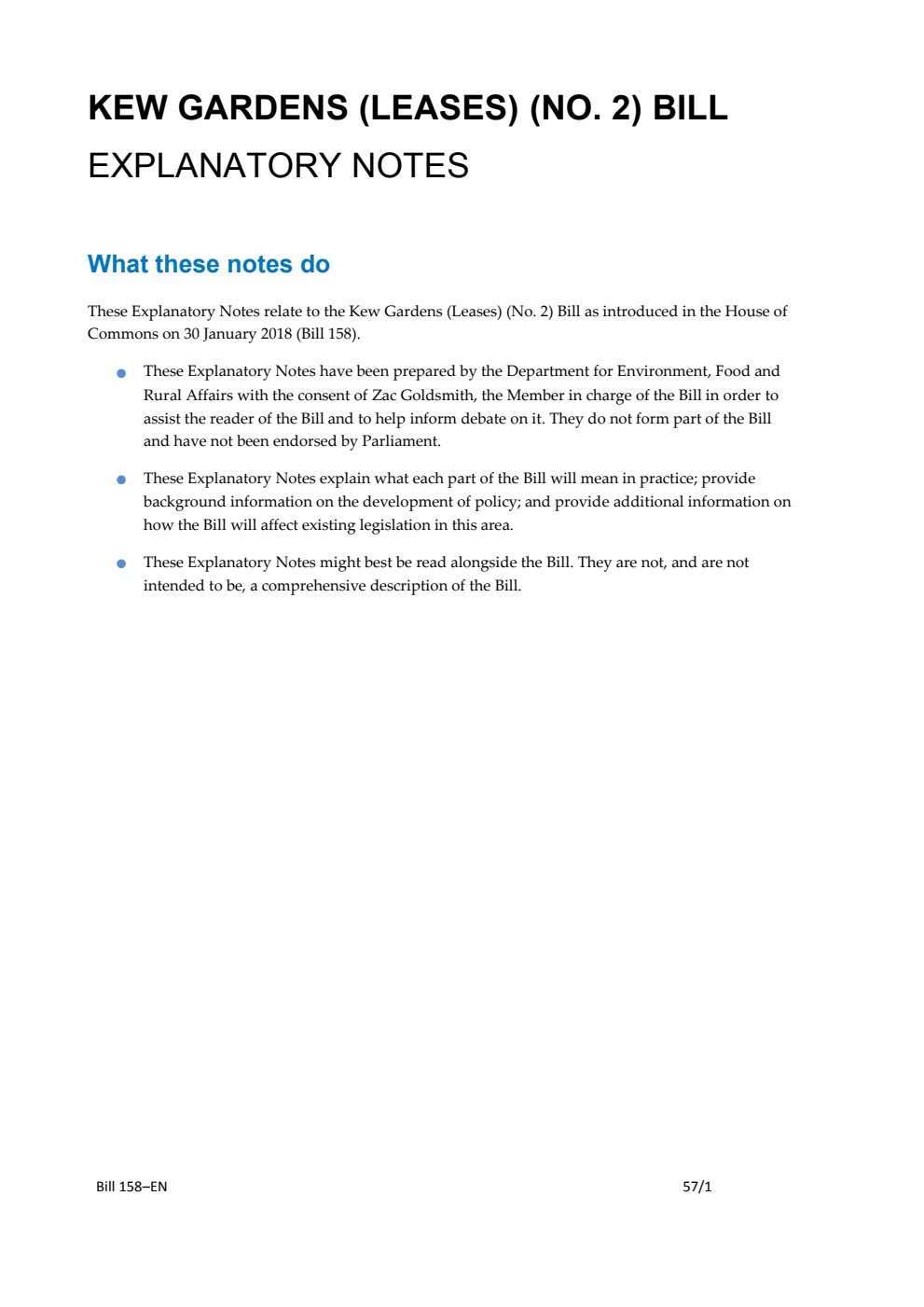 Kew Gardens (Leases) (No. 2) Bill Explanatory Notes