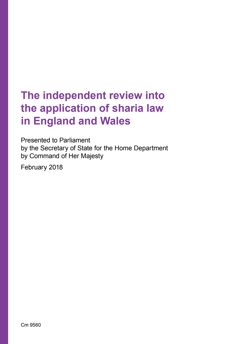 The independent review into the application of sharia law in England and Wales
