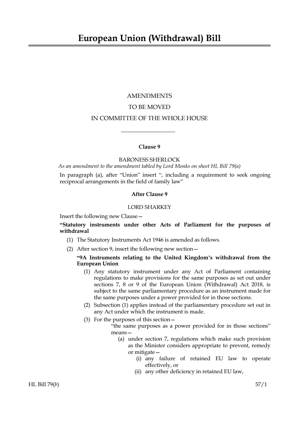European Union (Withdrawal) Bill Lords Amendments