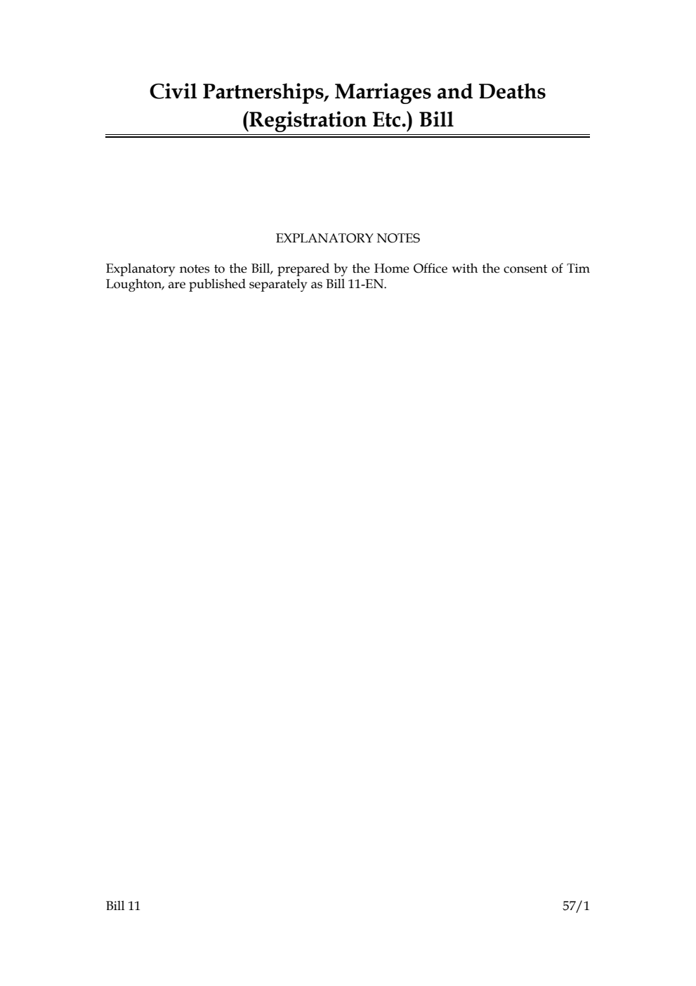 Civil Partnerships, Marriages and Deaths (Registration Etc.) Bill