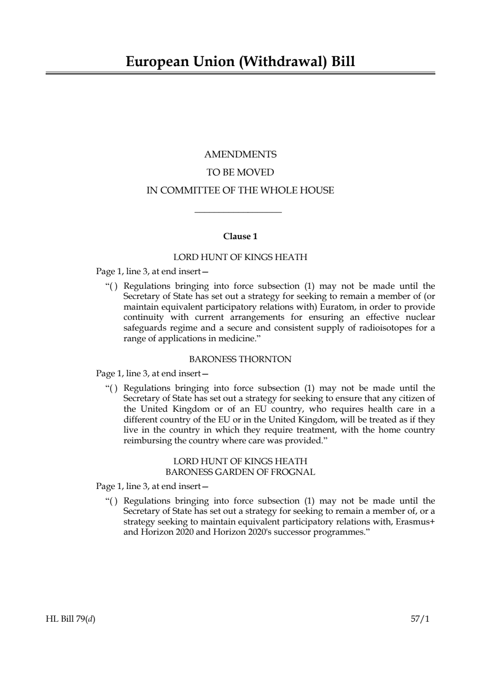 European Union (Withdrawal) Bill Lords Amendments