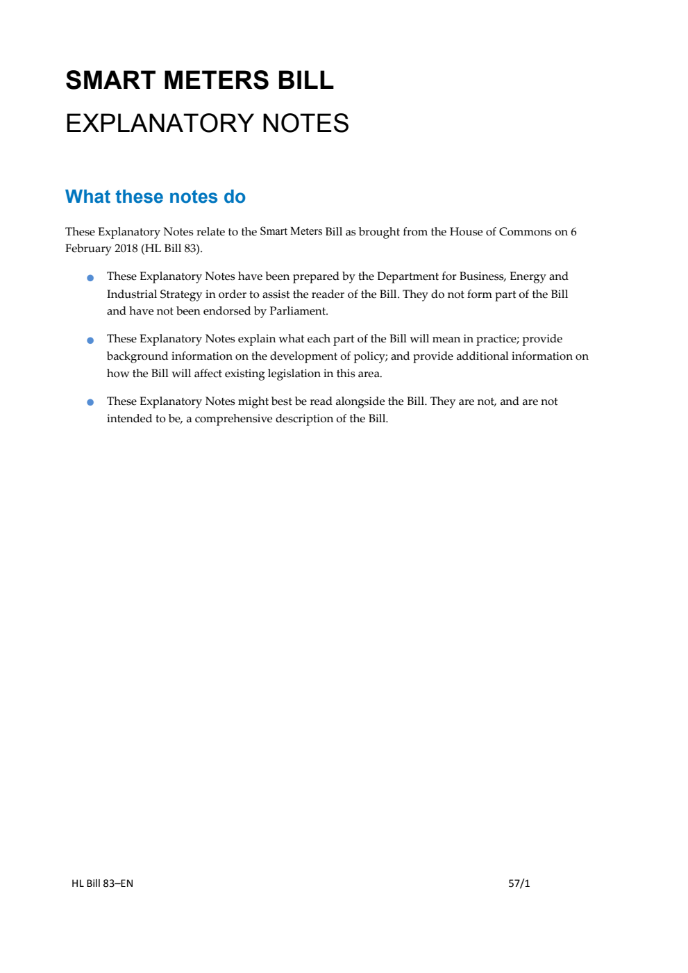 Smart Meters Bill Explanatory Notes