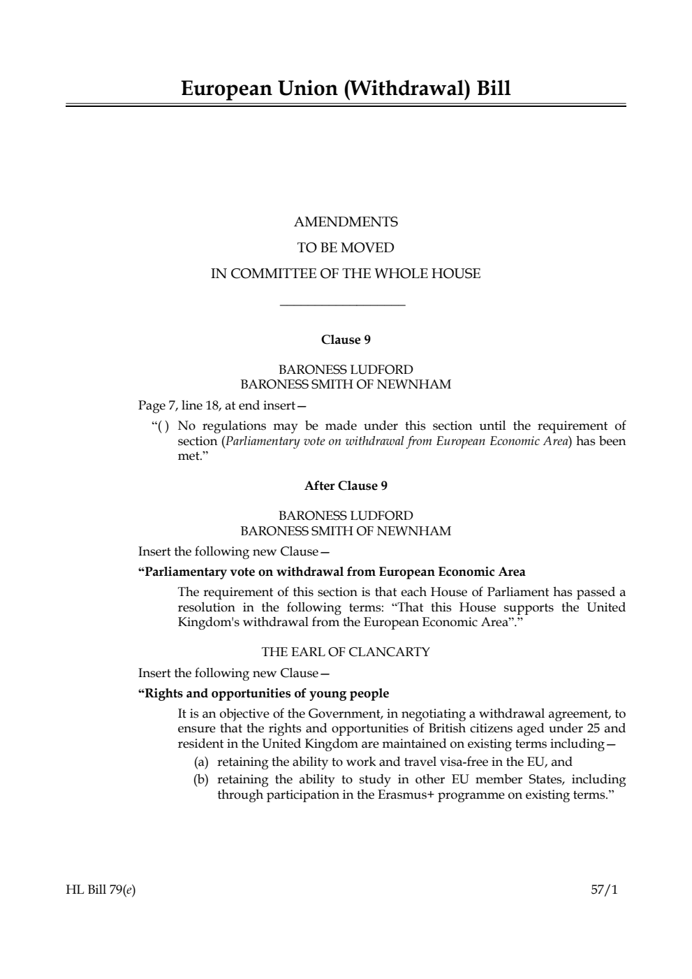 European Union (Withdrawal) Bill Lords Amendments