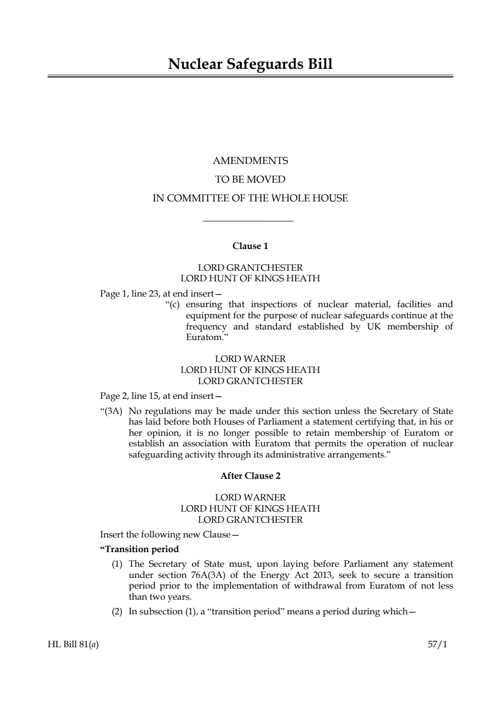 Nuclear Safeguards Bill Lords Amendments