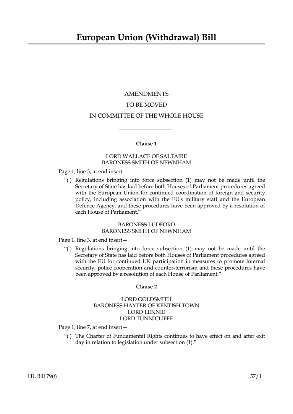 European Union (Withdrawal) Bill Lords Amendments
