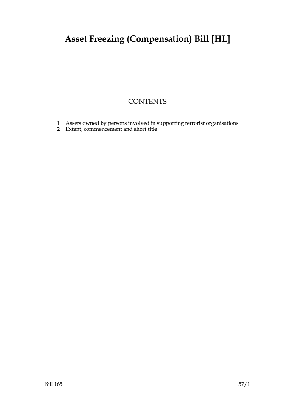 Asset Freezing (Compensation) Bill