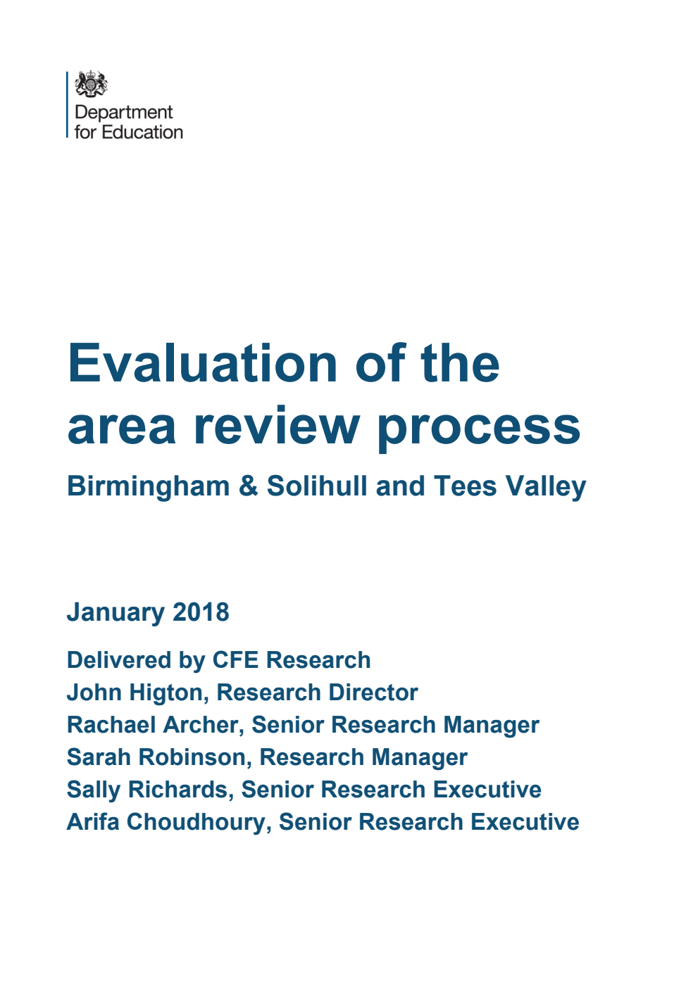 DFE-RR779 Evaluation of the area review process: Birmingham & Solihull and Tees Valley