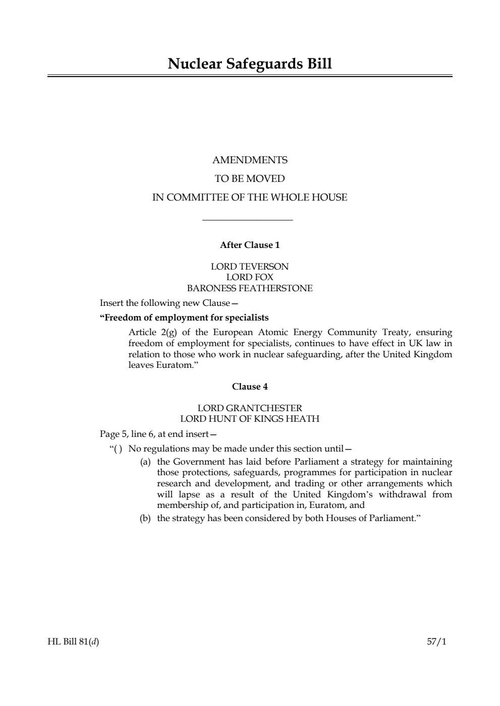 Nuclear Safeguards Bill Lords Amendments