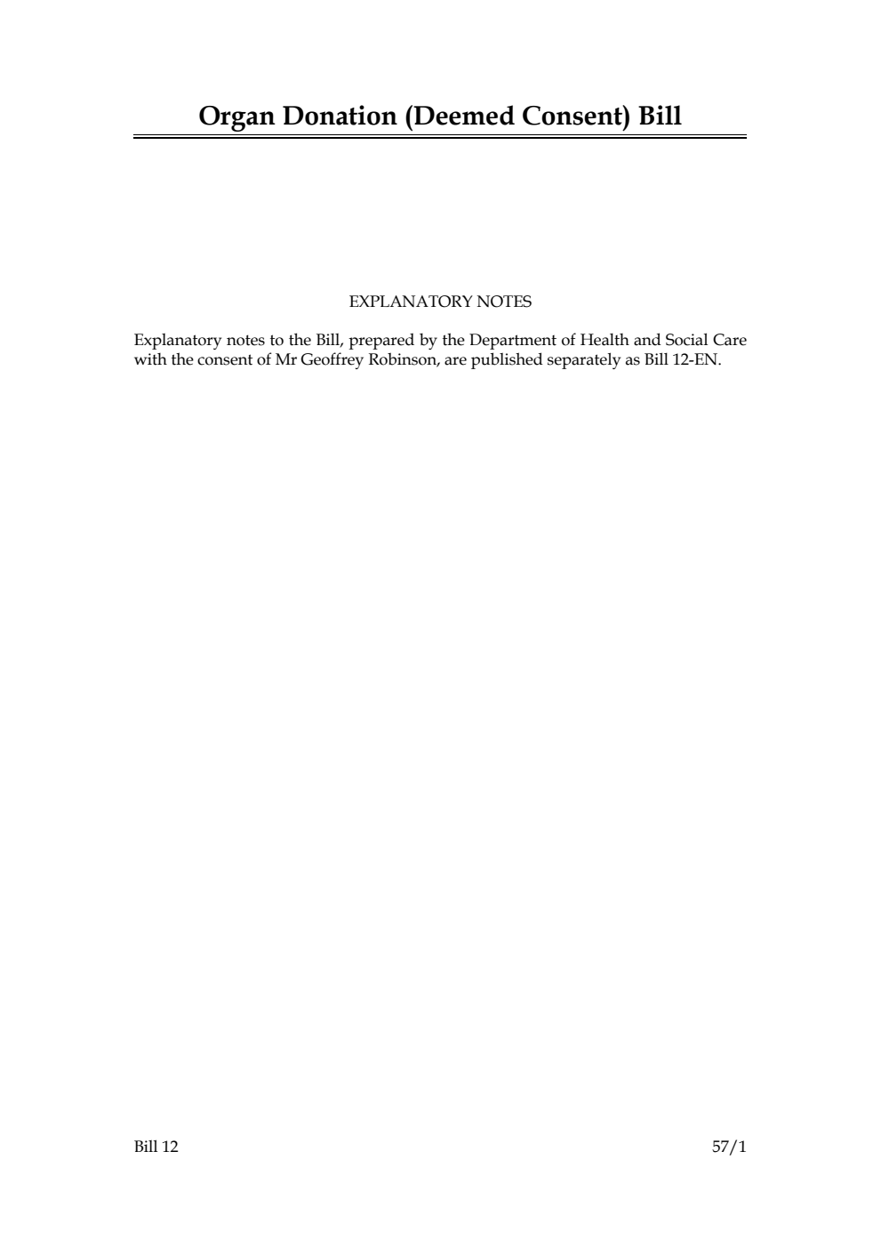 Organ Donation (Deemed Consent) Bill