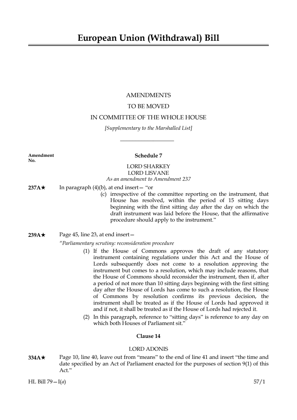 European Union (Withdrawal) Bill Lords Amendments