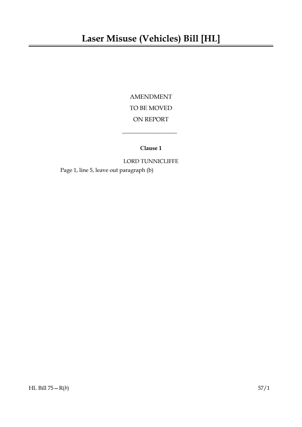 Laser Misuse (Vehicles) Bill Lords Amendments