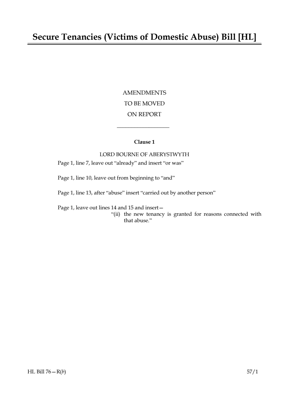 Secure Tenancies (Victims of Domestic Abuse) Bill Lords Amendments