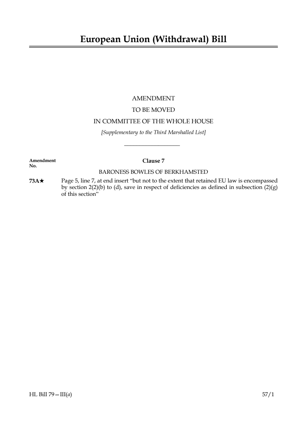 European Union (Withdrawal) Bill Lords Amendments