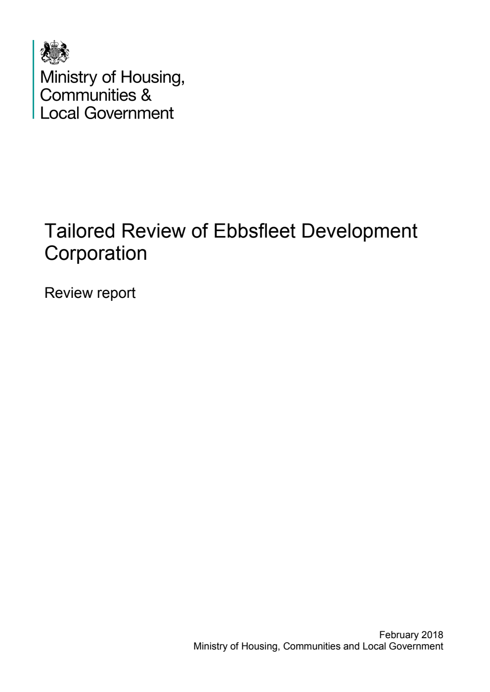 Tailored Review of Ebbsfleet Development Corporation. Review report