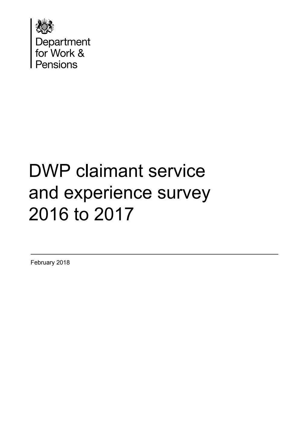 Research Report 953 DWP claimant service and experience survey 2016 to 2017
